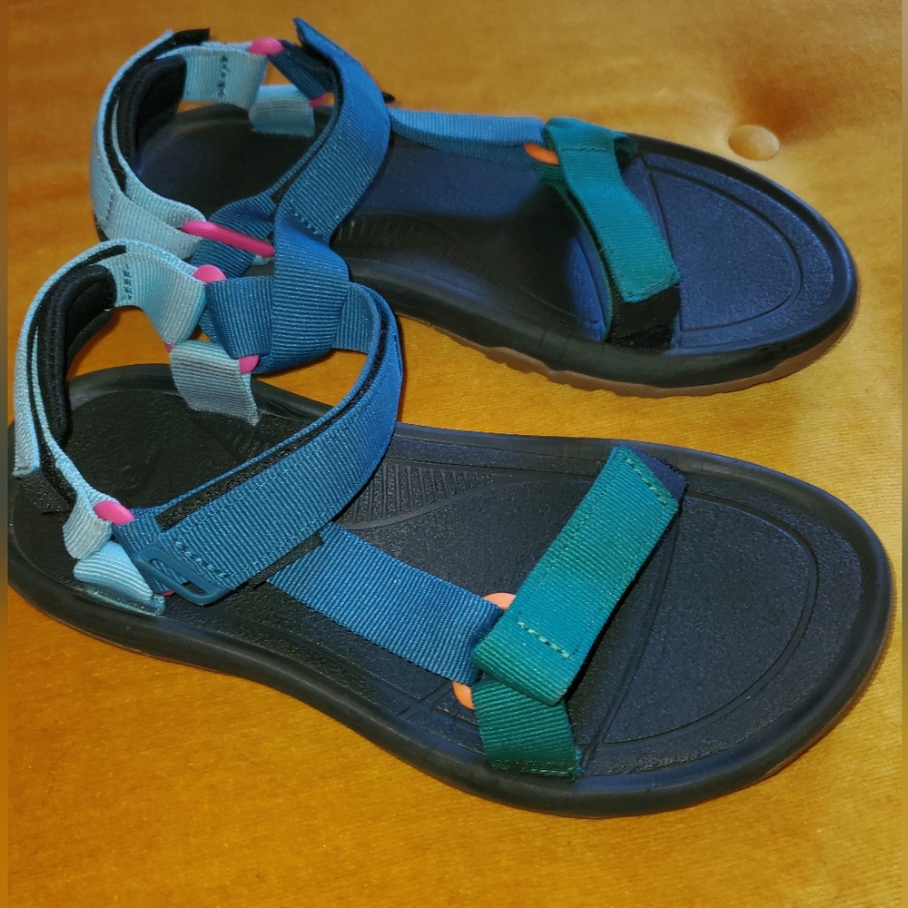 Teva Colorblock Hurricane XLT Sandal Blue, Teal, Pink and Orange Women's 8